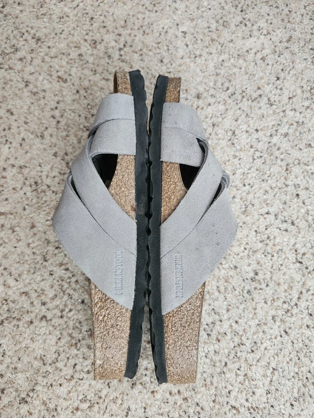 Birkenstock Women's Woven Suede Slide Sandals in Gray